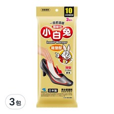 小林製藥 小白兔鞋墊型暖暖包, 10小時持續保暖, 背面防滑設計, 男女通用, 3包