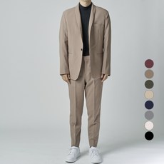 애플리 남성용 사계절 턱시도카라 원버튼 자켓 + 수트 팬츠 세트
