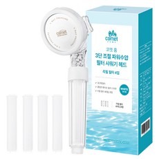 comet Home 3段調節水壓蓮蓬頭+替換芯 4入組, 1套, 白色