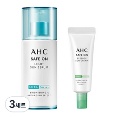 AHC 세이프온 라이트 선세럼 SPF50+ PA++++ 40ml + 에센스 선크림 SPF50+ PA++++ 20ml 세트, 3세트