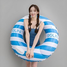 SSUN條紋版圓形泳圈 中型 80cm, 藍色, 1個
