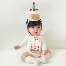 ikii 유아용 첫돌 기념 생일 축하 선물 바디수트 + 케이크 모자 세트 긴팔 선물포장 + 쇼핑백 키 유아용 첫돌 기념 생일 축하 선물 바디수트 + 케이크 모자 세트 긴팔 선물포장 + 쇼핑백