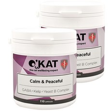 O'KAT 美喵人生 貓咪每日好心情, GABA+褐藻+酵母B群 110顆 貓咪保健品, 壓力緩解/安撫情緒/注意力集中, 2罐