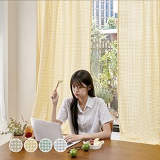 BAZAAR Monocheck窗簾+窗簾繩, Yellow