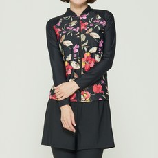 일리카이 여성용 베르사유 래쉬가드 긴팔 상의 + 레이어드 워터 레깅스 세트