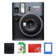 FUJIFILM 富士 instax mini 41 黑色+底片 40入+保護殼 黑色+原裝相冊 隨機出貨+迷你磁鐵相框 隨機出貨組合 instax mini, 1套