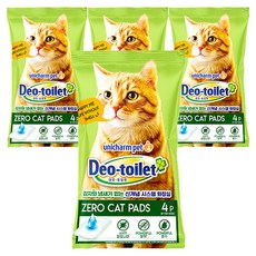 Deo-toilet Unicharm 馬鈴薯和零氣味貓墊 4p, 混色, 4個