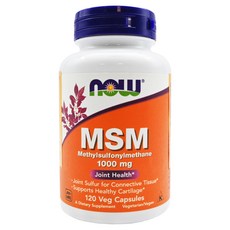 Now MSM 1000mg 膠囊食品, 120 粒 素食膠囊, 120顆, 1.2g, 1罐