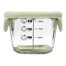 LocknLock 樂扣樂扣 GLASS 嬰兒副食品方形保鮮盒 3入, 230ml, 多功能用途, 防燙握把設計, 淺綠色, 3個