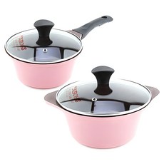 키친아트 세라믹 냄비세트 2개, 핑크, 18편수 냄비 + 20양수 냄비, 1세트