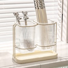 달팽이리빙 퀴진드마망 링클 물빠짐 2구 수저통, 크림화이트, 1개