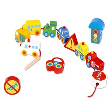 Tooky Toy 原木汽車穿繩遊戲 一組, 1個