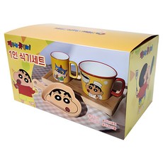 LE BARN 沒辦法的蠟筆小新1人餐具組 3入, 蠟筆小新手柄盤+陶瓷泡麵碗+瓷杯, 混色