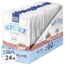 동원뉴트리플랜 모이스트루 참치와 연어 고양이 습식 파우치, 혼합맛(참치/연어), 80g, 24개