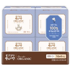 순수한면 유기농 순면커버 생리대 날개형, 중형, 16개입, 4개