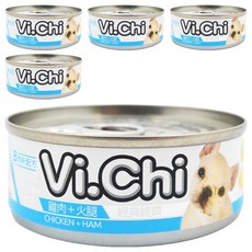 Vi.Chi 維齊 全犬種 狗罐頭, 雞肉 + 火腿, 80g, 5罐