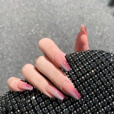 Market GamSung Nail Art 指甲貼, 24片 自然 纖細 舒適, No.20 粉紫漸變, 2組
