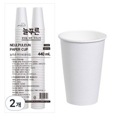 neulpuleun 고평량 무인쇄 종이컵 440ml, 2개, 100개입