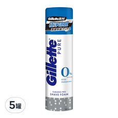 Gillette 吉列 刮鬍泡 冰涼清爽型 全新升級 極淨涼感 潤滑保護力UP, 245g, 5罐