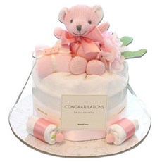 babybakery 幼兒用New睡覺熊尿布蛋糕 新生兒, 粉色, 1個
