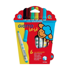 GIOTTO be-be 可洗式寶寶彩色筆, 6色, 頂級墨水, 1盒