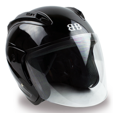 BANCY 오픈페이스 오토바이 헬멧 투명실드 Y-1, XXXL, 유광블랙