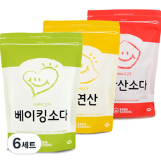 소다스쿨 베이킹소다1kg + 구연산1kg + 과탄산소다1kg 세트, 6세트