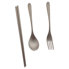 TEMPEST 純鈦餐具 義式款3件組 (筷子+叉子+湯匙), 筷子 + 叉子 + 湯匙, 單色, 1組