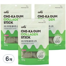 꼬뜨 강아지 치카껌 스틱, 콜라겐, 100g, 6개 콜라겐, 6개