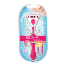 Schick 舒適牌 舒柔 Quattro仕女除毛刀具, 4刀片，安全護膚隔離網，附贈2個替換刀片, 1入, 1支