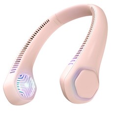 구스페리 아이스팩 휴대용 넥밴드 선풍기 대용량 배터리, 핑크