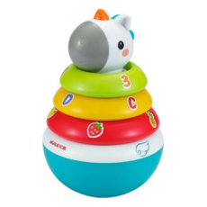 Hola Toys 不倒翁, 適用於3個月以上寶寶, ABS塑膠材質, 套圈搖鈴, 疊疊樂, 獨角獸, 1個