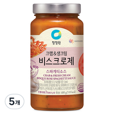 청정원 크랩&생크림 비스크로제 스파게티 파스타소스, 600g, 5개