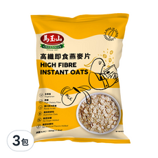 馬玉山 高纖即食燕麥片, 澳洲燕麥粒, 全素食, 淨重500g, 500g, 3包