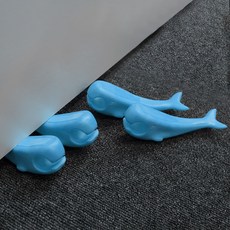 鯨魚造型門擋, 4入, 天藍色