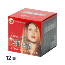 柔蝶 DIY 離子燙平板膏, 15分鐘快速完成, 無臭味不傷髮質, 180ml, 12罐