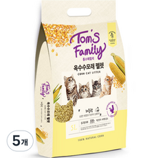톰스패밀리 옥수수 고양이 모래 펠렛, 5L, 5개, 레몬향