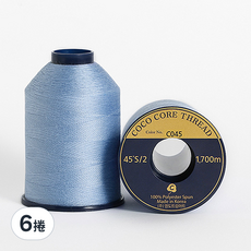 COTTONVILL 高級縫紉機線 Set 2捲, 45'S/2 色號 C045, 1700 公尺, 聚酯纖維 100%, 韓國製造, 6捲