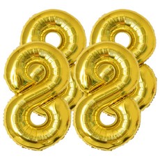 生活King 數字氣球 錫箔氣球 氣球佈置 32吋 鋁膜材質 生日派對 慶祝活動, 數字8 金色, 4包
