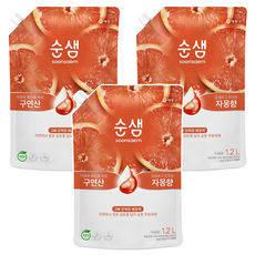 순샘 구연산 주방세제 자몽향, 1.2L, 3개