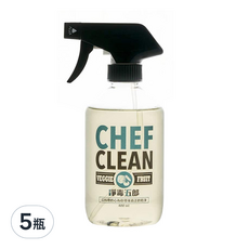 CHEF CLEAN 淨毒五郎 蔬果清潔劑噴頭罐, EcoCert認證, 植物來源, 溫和清潔, 節省用量, 400ml, 5瓶
