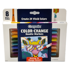 Crayola 繪兒樂 塗鴉繪畫家 雙頭平頭魔術彩色筆 8歲以上適用 8支, 16色, 1組