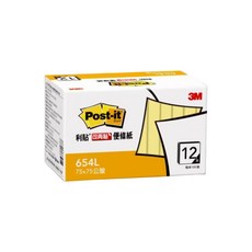 3M Post-it 利貼 可再貼備環保經濟包便條紙 654L, 黃色, 1盒