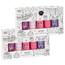 nailmatic KIDS 派對水漾亮彩指甲油組 Set 5入, 雪碧+波莉+曲奇+凱蒂+格洛, 8ml, 法國製兒童指甲油, 晶亮紫+晶亮粉+水漾粉+Kitty紅+薰衣草亮粉紫 8ml, 2組
