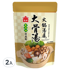 義美 大骨湯火鍋湯底750g/包,2入組-濃郁醇厚湯頭，家庭火鍋首選, 750g, 2包