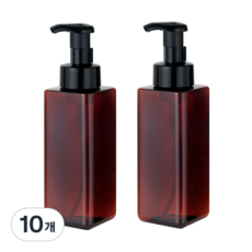 사각 거품용기 500ml, 브라운(용기) + 검정(펌프), 10개