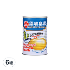 牛頭牌 原味高湯 昆布海鮮風味, 萃取昆布鮮甜滋味, 搭配柴魚精華與洋蔥香氣, 411ml, 6罐