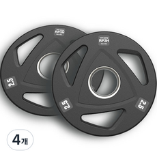 트라히어 홈트 고무 중량원판 RP3H, 2.5kg, 4개, 블랙