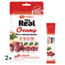하림펫푸드더리얼 강아지 크리미 짜먹는 간식, 소고기/닭가슴살, 50g, 2개