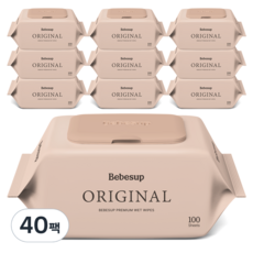 베베숲 오리지널 유아물티슈 캡형 50평량, 50g, 100매, 40개